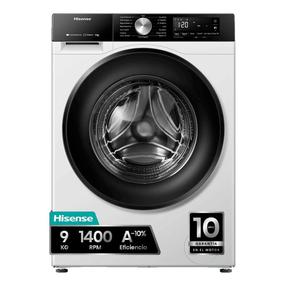 LAVADORA HISENSE WF3S9043BW1 A 9KG 1400R