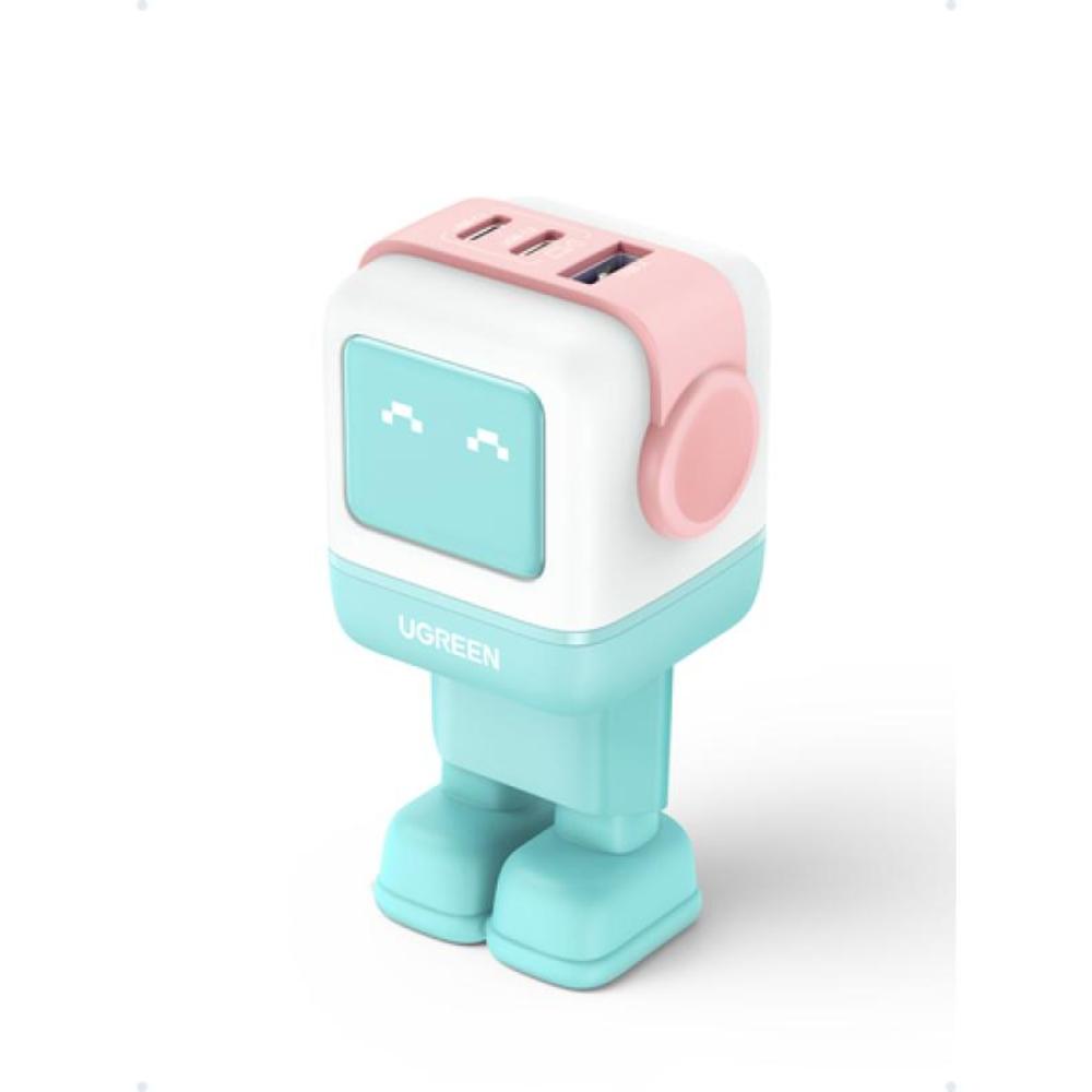 CARGADOR UGREEN ROBOT USB-A+2C 65W PINK-