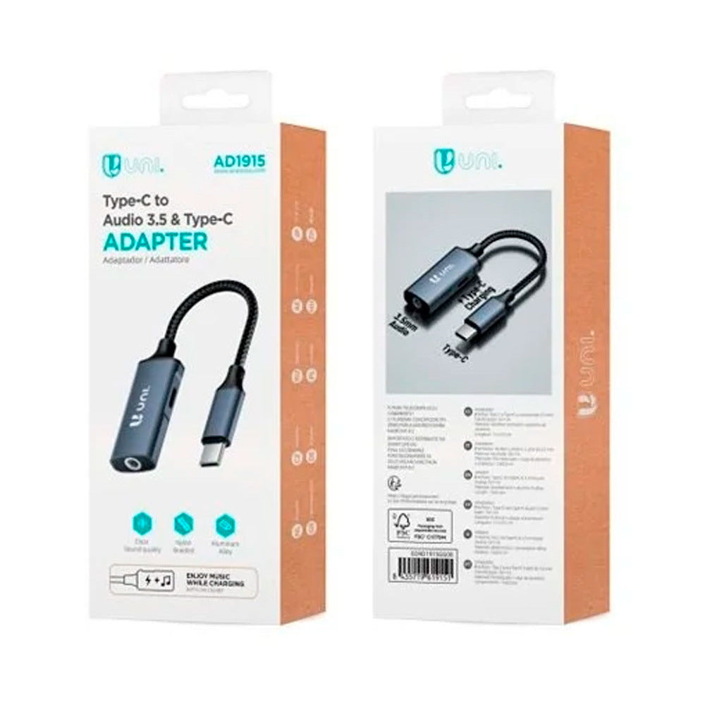 ADAPTADOR UNICO AD1915 TIPO C-JACK 3,5+C