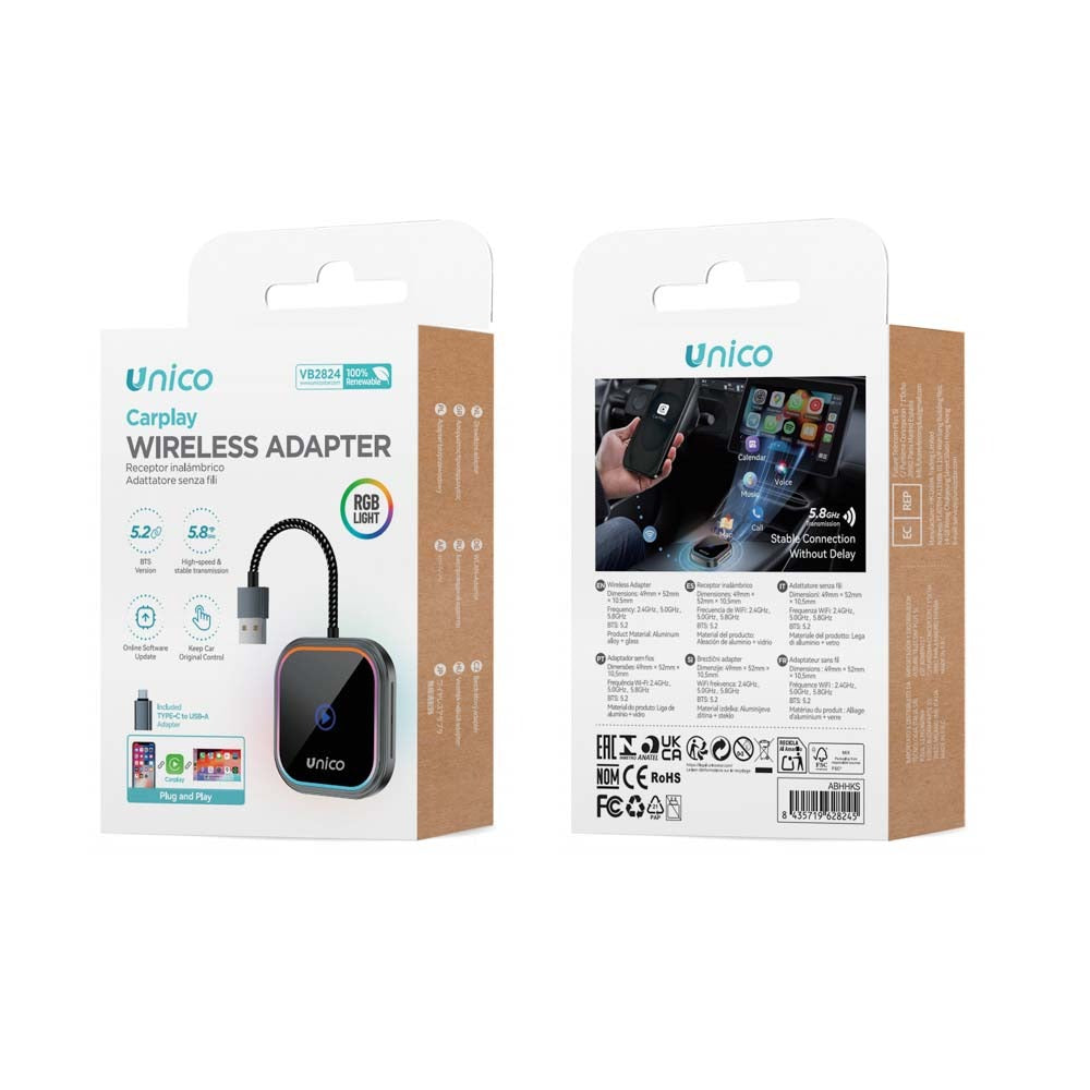 CARPLAY UNICO VB2824 USB A TIPO C NEGRO