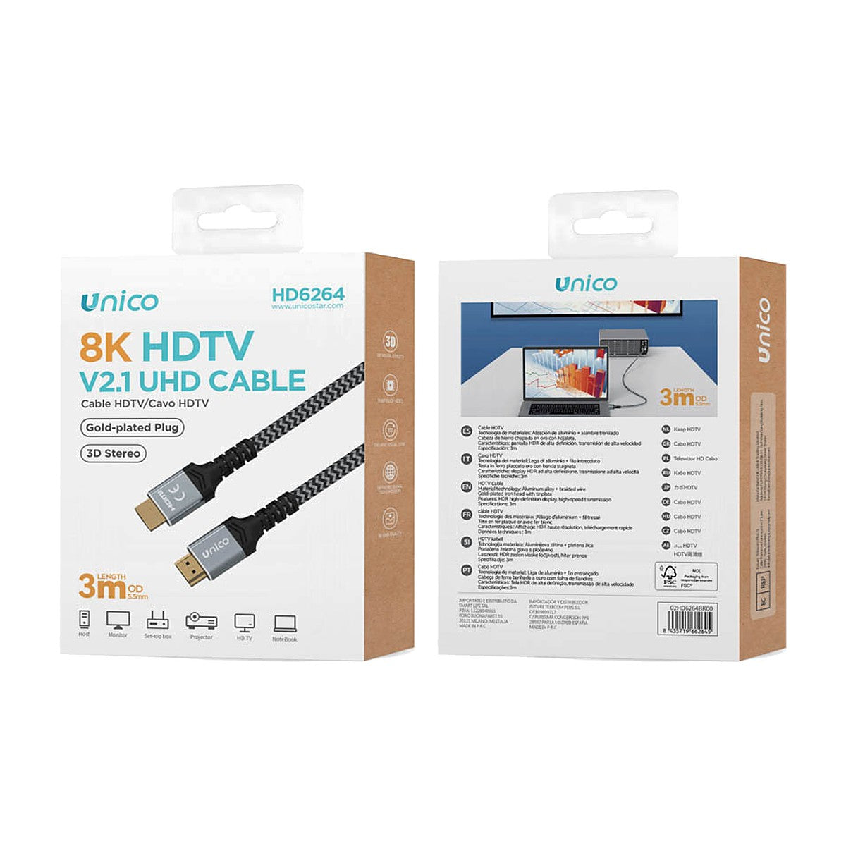 CABLE UNICO HD6264 HDMI 3M 8K 60HZ