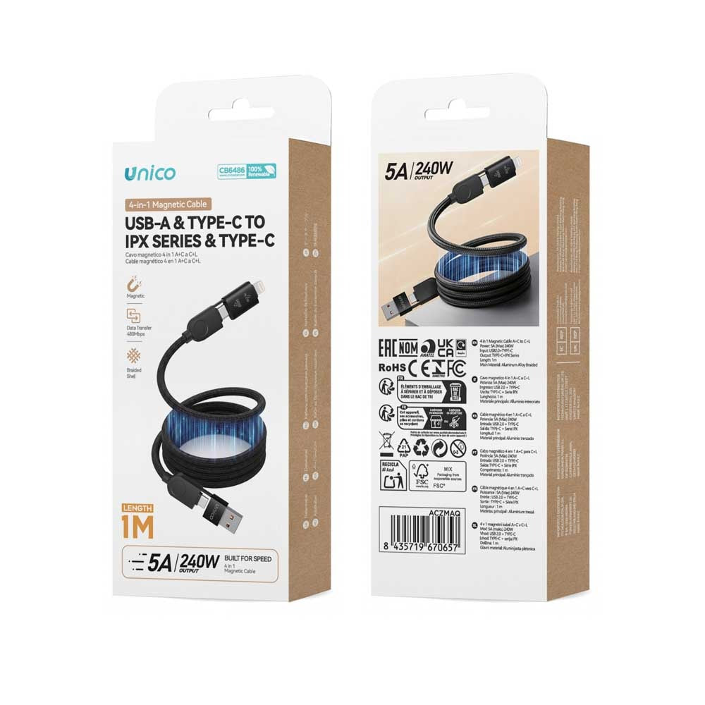CABLE UNICO CB6486 USB C A C 4EN1