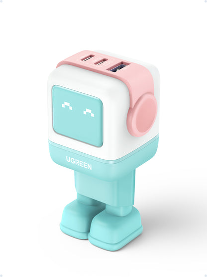 CARGADOR UGREEN ROBOT USB-A+2C 65W PINK-