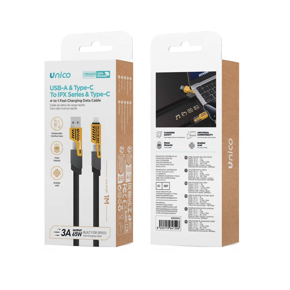 CABLE UNICO CB2203 PRO 4EN1 USB A/C L/C