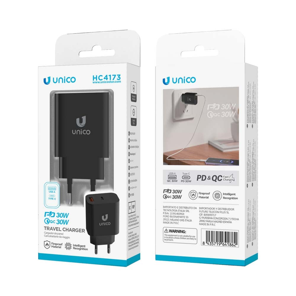 CARGADOR UNICO HC4173 DUAL USB C PD30W