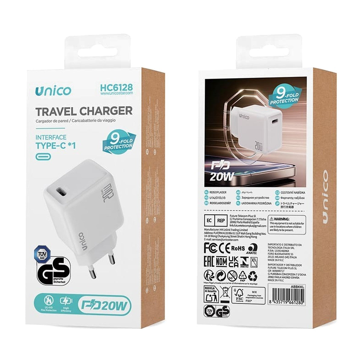 CARGADOR UNICO HC6128 PD 20W GAN GS TUV-