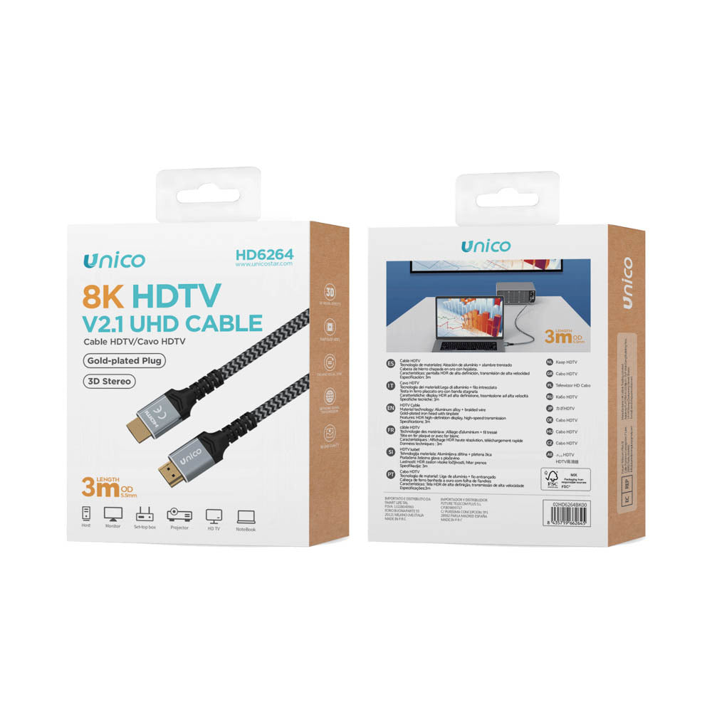CABLE UNICO HD6264 HDMI 3M 8K 60HZ