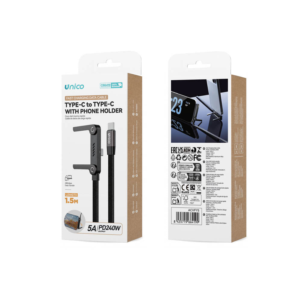 CABLE UNICO CB6419 USB C A C 1,2M 240W