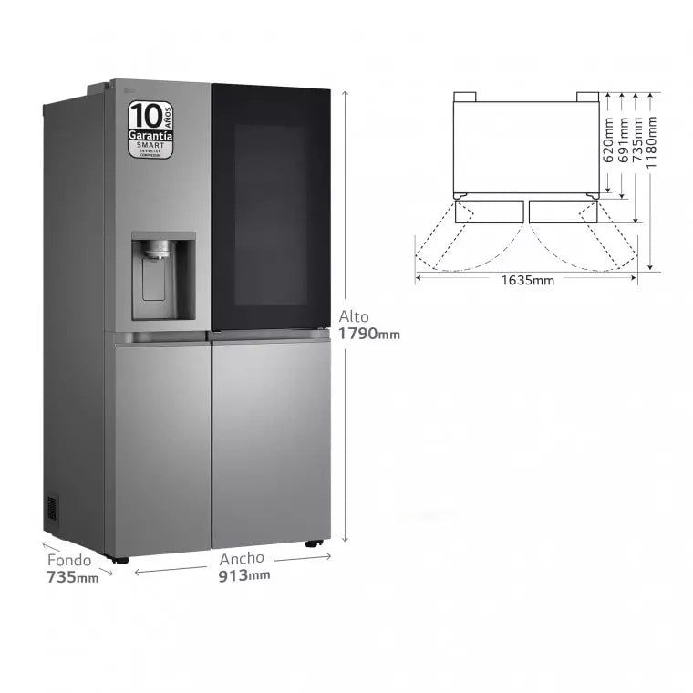 FRIG. LG GSXE80PYBD D 179X91CM INOX